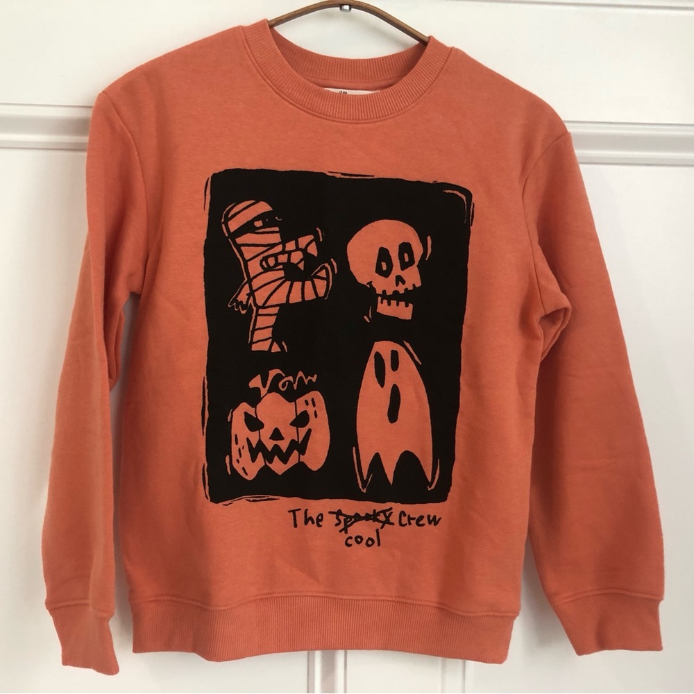 H&M Orange Crewneck Sweatshirt Spooky crew